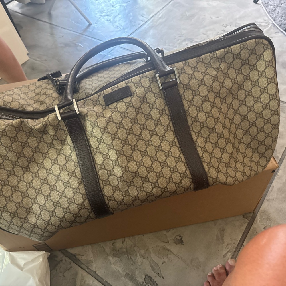 Gucci Beige and Brown Duffel Bag